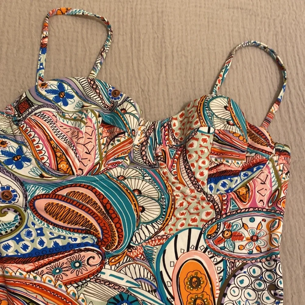 J. Crew Multicolor Paisley One-Piece with Nude Lining. Size 4